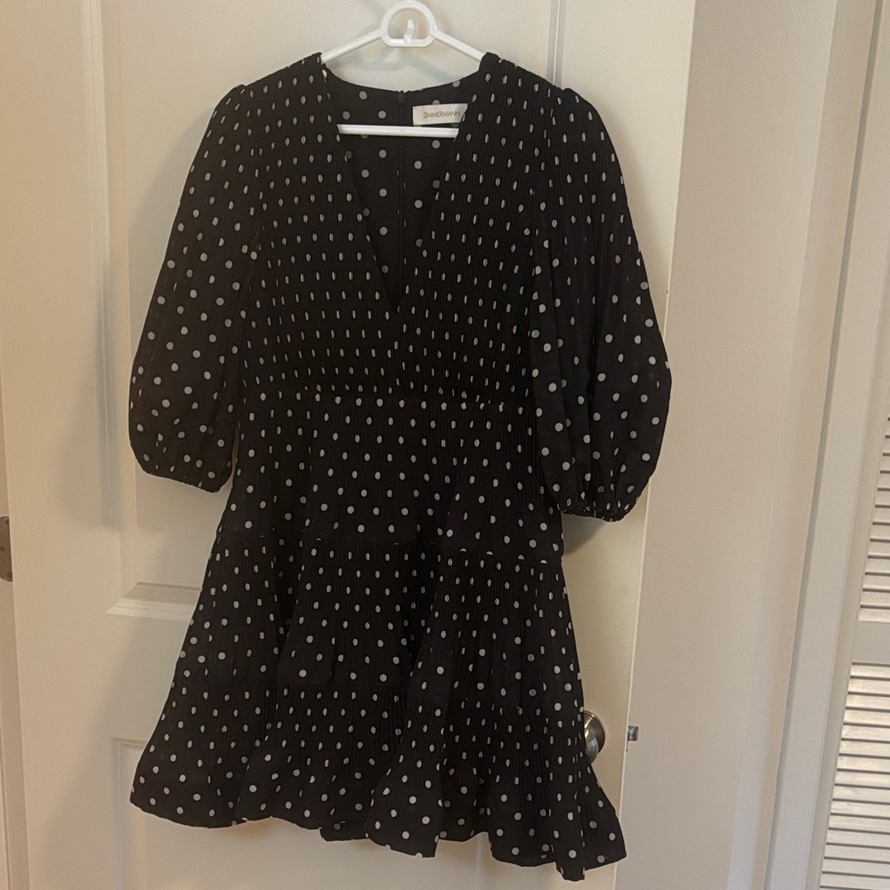 Zimmerman Black Polka Dot Mini Dress